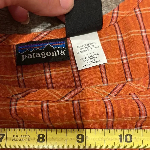 Patagonia - Sunspot Dress - Orange Plaid Sleeveless W/Pocket - Size Small - Picture 9 of 9